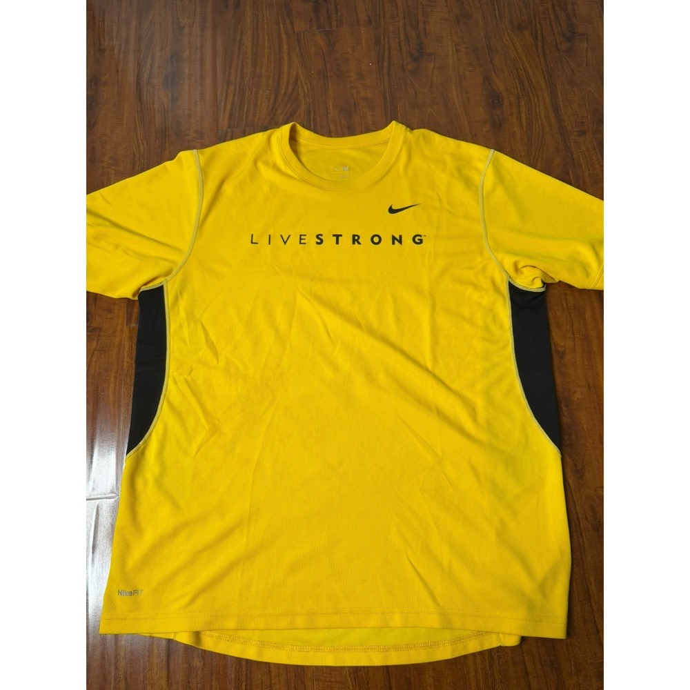 Nike Fit Dry LIVESTRONG Dri-FIT Performance Shirt SZ XL Yellow Black Athletic